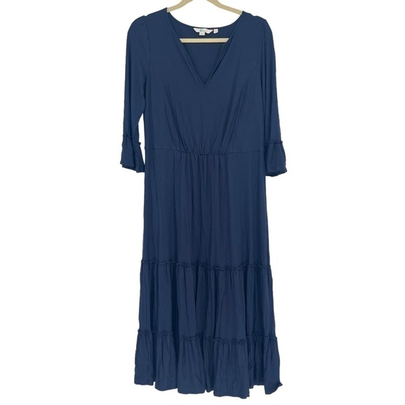 Boden Navy Tiered Maxi Dress Career Wardrobe Basic Size 10 - Picture 2 of 5